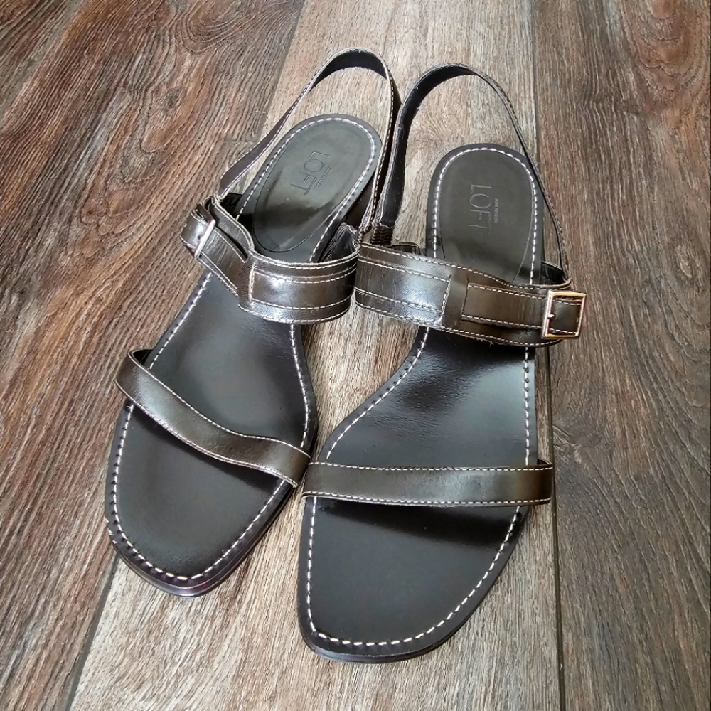LOFT Women's Dark Brown Leather Sandals, NWOT